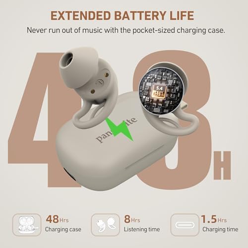 Pansonite Bluetooth 5.4 Invisible In-Ear Sleep Earbuds – Ergonomic Wireless Headphones with Advanced Noise Cancellation for Side Sleepers, Hi-Fi Sound Quality, and Touch Control for Uninterrupted Sleep and Crisp Calls, Compatible with All Devices