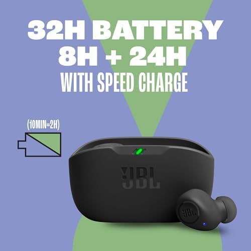 JBL Vibe Buds – Advanced True Wireless Earbuds with Smart Ambient & Voice Aware Features, 32-Hour Battery Life, Rapid Charge, Water & Dust Proof, Signature Deep Bass for Unmatched Audio Experience (White) – Perfect for All-Day Use and Versatile Compatibility