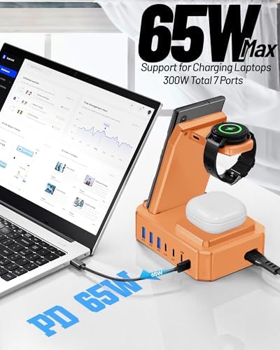 Ultimate 10-in-1 Wireless Charging Station for Samsung Devices – 300 W Power Hub with 65 W USB C Fast Charging for S25 Ultra/S24/S23/S22/Note 20, Galaxy Watch Ultra 7/6/5 & Galaxy Buds – Multi-Device Convenience and Rapid Power Delivery, Ideal for Home & Office Use