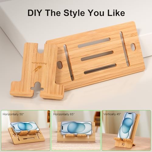 Pezin & Hulin Eco-Friendly Bamboo Adjustable Tablet Stand – Premium Multi-Angle Holder for i Pads, Smartphones, and E-Readers (Fits Devices 4.7″ to 13″) – Transform Your Workspace with Stylish Comfort and Enhanced Viewing Experience