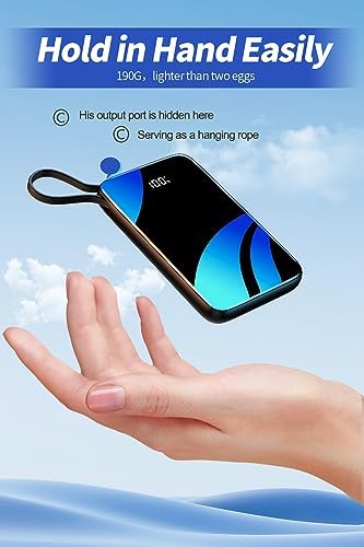 Ultra-Compact 10,000 m Ah Portable Charger with Built-In USB-C Cable – 22.5 W PD Fast Charging Power Bank for i Phone & i Pad – Lightweight Mini Battery Pack for Effortless On-the-Go Charging Solutions
