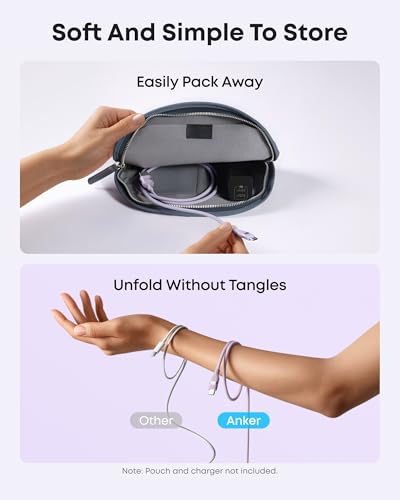 Eco-Friendly Anker Car Play Cable – 6 ft Upcycled Braided USB A to USB C Charger for i Phone 16, 15 Pro Max & Samsung Note20 – Fast Charging & Seamless Connectivity in Stylish Violet – Durable, Tangle-Free Design for Ultimate Driving Experience