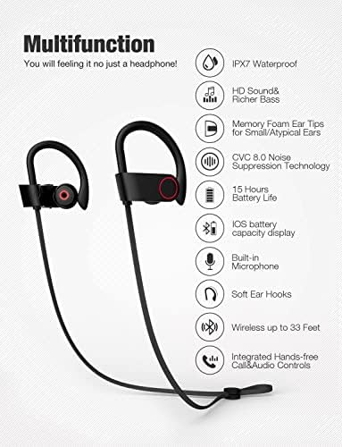 Otium Wireless Bluetooth Earbuds – IPX7 Waterproof Sports Headphones for Gym and Running, HD Stereo Sound with 15-Hour Battery Life, Sweatproof In-Ear Design, Enhanced Compatibility for Active Lifestyles