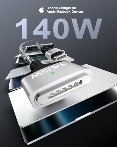 140 W Magnetic USB-C to Mag Safe 3 Charger for Mac Book Pro & Air – 6 Feet Long Fast Charging Cable for Enhanced Performance and Compatibility – Ideal for 16/14 Inch Mac Book Pro and 15/13 Inch Mac Book Air – Durable, Reliable Power Solution for On-the-Go Users