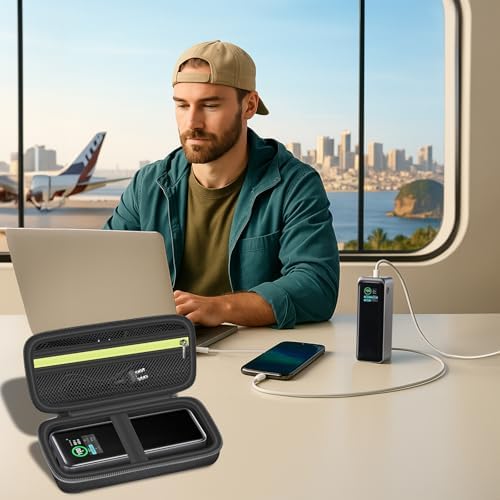 Anker Power Bank Carrying Case – Tailored Storage Solution for 27,650 m Ah Prime & 24,000 m Ah 737 Models – 3-Port Fast Charging Organizer with Protective Sections – Lightweight Travel Companion for Laptop Users & Ideal Gift Option – Premium Durability and Smart Organization for Your Power Bank Accessories