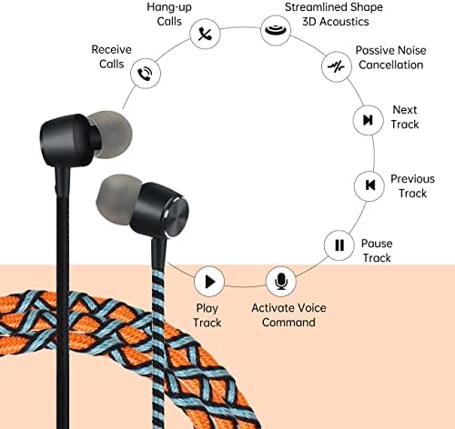 URIZONS Vibrant Rainbow Wired In-Ear Earbuds – Premium Tangle-Free Headphones with Built-in Microphone for Seamless Connectivity with Laptops, Tablets, and Smartphones – Ideal Gaming and Music Companion for Extended Comfort and Sonic Clarity