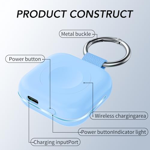 HUOTO Compact Magnetic Wireless Charger for Apple Watch – 1200 m Ah Portable Power Bank Keychain, Compatible with Series 10/9/8/Ultra 2/Ultra/7/6/5/4/3/2/SE, Ideal Travel Accessory for Effortless Charging On-the-Go