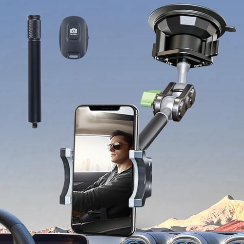 Universal Leepiya Car Phone Mount with Magic Arm – Premium Suction Holder for Vlog Recording & Hands-Free Navigation – Adjustable Smartphone Holder for All Vehicles – Effortless Installation & Enhanced Stability