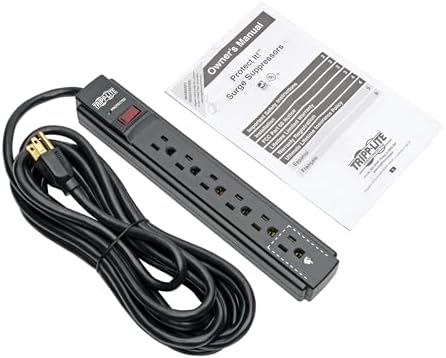 Tripp Lite 6-Outlet Surge Protector Power Strip with 6 ft Cord – 900 Joules of Protection for Home Office & Entertainment Systems, Versatile Connectivity, and Enhanced Safety Features