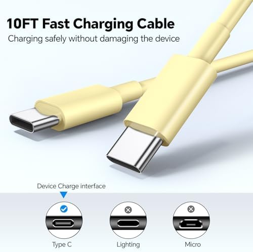 20 W Dual USB-C Fast Charger Block for i Phone 15/16 Series – Includes Two 10 FT USB-C Charging Cables, Perfect for Pro Max, Plus, Pro, i Pad Pro/Air – Compact, High-Speed Charging Solution (2 Pack, Black)