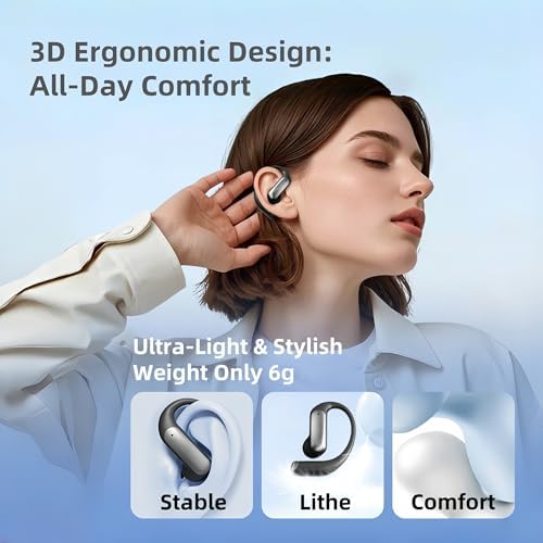 Elevate Your Active Lifestyle with Lightweight Purple Open Ear Bluetooth 5.3 Headphones for Women – Waterproof Sports Earbuds Featuring Smart Digital Display and Ergonomic Design for Ultimate Comfort During Running and Cycling Activities