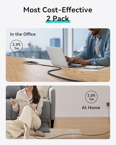 INIU USB-C Cable, [6.6ft, Blue] 2-Pack USBC Cable for iPhone 16 15 Pro Max/Plus, Samsung Galaxy S22 Ultra Note 10, Pixel 7a, MacBook, iPad, and More – Enhanced Compatibility and Speed