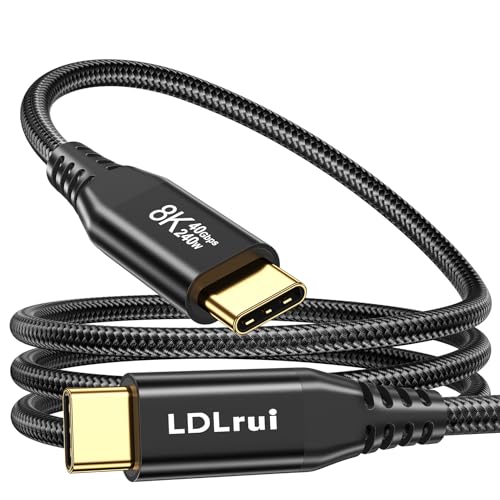 LDLrui USB C Monitor Display Cable 6FT, 8K@60Hz UHD USB C Video Cord, Supports 40 Gbps Data Transfer, 240W PD Fast Charging, for MacBook Pro, Dell, Portable Monitor, iPad Pro – Enhanced Compatibility and Speed