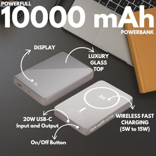 SU Flow+ 10000 m Ah Magnetic Power Bank – 4-in-1 Charger with Built-in Lightning & Type-C Cables, Mag Safe Compatible for i Phone 12-16, Wireless Charging for Apple Watch & Air Pods – Superior Portability & Fast Charging Solution for Samsung and Pixel Devices