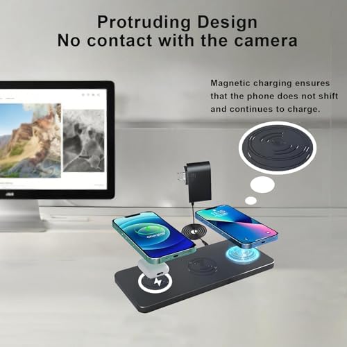 Revolutionary 3-in-1 Magnetic Wireless Charging Pad for i Phone 16/15/14/13/12 Pro/Max/Plus & Air Pods 4/3/2 Pro – Ultra-Fast Mag-Safe Charging Station with Adapter for Seamless Travel & Home Use – Superior Compatibility & Effortless Power Boosts