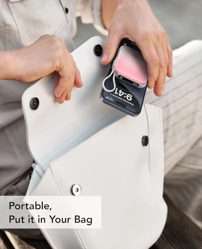 Ultra-Compact 10,000 m Ah Mini Power Bank – Fast Charging 20 W Dual Device Charger with Built-In Cables for i Phone, Samsung, Google & More – Perfect Travel Companion for On-the-Go Power Needs