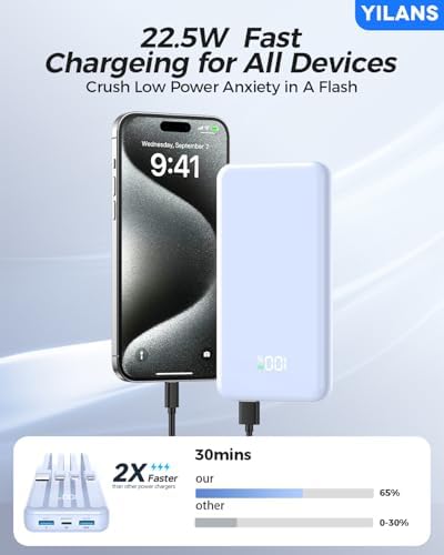 Extraordinary 42800 m Ah Portable Charger with Integrated Cables – 22.5 W PD Fast Charging Power Bank for i Phone 16/15/14/13/12 & Android – Charge Up to 6 Devices at Once with Advanced Safety Features – Optimal Travel Companion with User-Friendly LED Display Experience unparalleled charging capabilities with our cutting-edge 42800 m Ah portable power bank, designed for seamless compatibility with i Phones (16-11 series) and popular Android devices like Samsung S23/S22/S21. Featuring built-in cables (Type-C, i OS, Micro, USB-A), this all-in-one powerhouse eliminates the need for multiple cords and adapters, making it perfect for dynamic lifestyles. With lightning-fast 22.5 W PD fast charging technology, boost your i Phone 15 to 60% in just 30 minutes while safeguarding your devices with intelligent charging recognition. This versatile charger supports simultaneous charging for up to 6 devices, ideal for travel, camping, or outdoor adventures. The compact design (5.61”x2.88”x1.12”) and intuitive LED display ensure you’re always in control of your power needs. Stay connected and worry-free with built-in security features that monitor and prevent overcharging. Elevate your on-the-go lifestyle with this essential power bank!