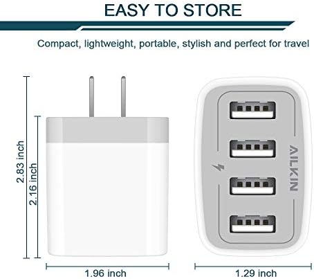 AILKIN 4.8 A Multi-Port USB Wall Charger – Ultimate Fast Charging Station for i Phone 15/14/SE/13/12/11 Pro Max & Samsung S23/S22 – Compact Power Hub with Built-in Safety Features for Home, Office & Travel