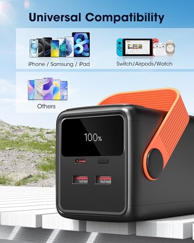 Ultra High-Capacity 70000 m Ah Power Bank – 22.5 W Fast Charging Portable Charger with LED Display & Built-In Flashlight – Ideal for Camping, Travel, and Emergency Use – Multiple Outputs for i Phone, Samsung, i Pad, and More – Stay Connected Anywhere with Long-Lasting Power Solution – Lightweight Design with Convenient Carry Strap and Real-Time Power Monitor – Comprehensive Safety Features Including Overcharge and Short Circuit Protection – Perfect for Outdoor Adventures and Unexpected Power Outages – Includes USB-C Charging Cable and 2-Year Customer Support for Peace of Mind