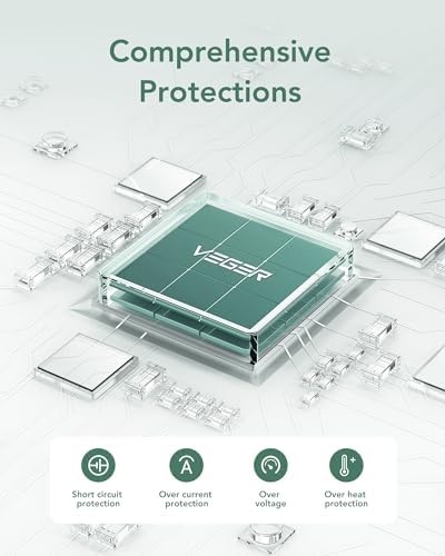 VEGER 10000 m Ah Slim Fast Charging Portable Power Bank with Built-In Cables and Wall Plug – Essential Travel Battery Pack for i Phone, i Pad, Samsung & More in Vibrant Green – Unmatched Convenience and Speed for Mobile Users