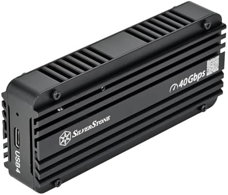 Silverstone MS12 Aluminum NVMe M.2 SSD Enclosure – 20 Gbps USB 3.2 Gen 2 x2 for Ultra-Fast Data Transfer, Sleek and Durable Design for Portable Storage Solutions, Perfect for Gamers and Professionals