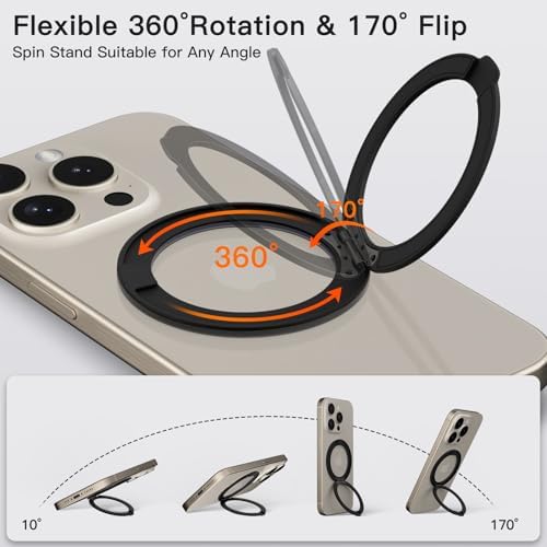 Advanced COOLQO 2-Pack 360° Rotating Phone Grip Ring Stand – Premium Magnetic Holders for Stress Relief & Enhanced Smartphone Stability – Universal Fit for All Devices – Elegant Silver Design for Car & Desk Use