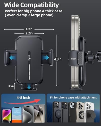 Universal Air Vent Phone Mount for Car – Hands-Free Cellphone Holder with Deep Wide Clamp for Thick Cases – Ideal for Mercedes Benz, Toyota RAV4 & More – Effortless Installation & Adjustable Viewing Angles for Safe Navigation and Calls – Durable Design for Daily Use and Enhanced Driving Experience
