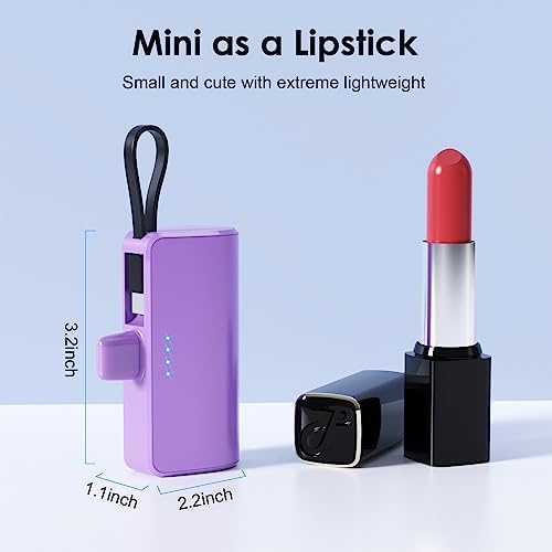 Dual Pack Mini Power Bank with Built-in USB C Cable – 5200 m Ah Fast Charging Battery for i Phone 15/14/13/12/11/XR/8/7/6 & Android Devices – Ultra-Portable Travel Charger for On-the-Go Power Needs