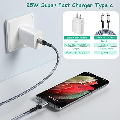 Costyle 25 W USB C Wall Charger with 6.6 FT Type C to C Cable – Ultra-Fast Charging for Samsung Galaxy S24/S25 Ultra, Note Series, and More – Compact, Lightweight, and Safe Power Solution for Home and Travel – Enhanced Compatibility and Performance