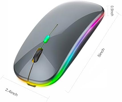 Sleek Bluetooth Wireless Mouse for Mac, Windows & i Pad – Ergonomic Design, High-Precision Navigation, Rechargeable & Dual-Mode Compatibility (Gray & Black) – Elevate Your Productivity with Clutter-Free Connectivity