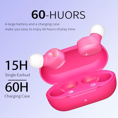 Ultra-Lightweight Bluetooth 5.3 Wireless Earbuds – Deep Bass In-Ear Headphones for Clear Calls and Immersive Sound, 60-Hour Battery Life, Perfect for Gaming, Workouts, and Study – Stylish Purple Design for Active Lifestyles