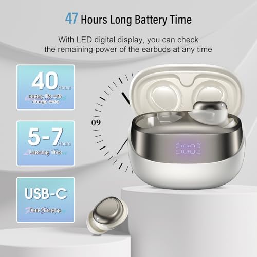 Ultra-Comfort Sleep Earbuds with Advanced Bluetooth 5.4 – Perfectly Designed for Side Sleepers, 47 Hours of Uninterrupted Playtime, Ideal for Meditation, Travel, and Relaxation, Premium Sound Quality & Ergonomic Fit for Ultimate Comfort