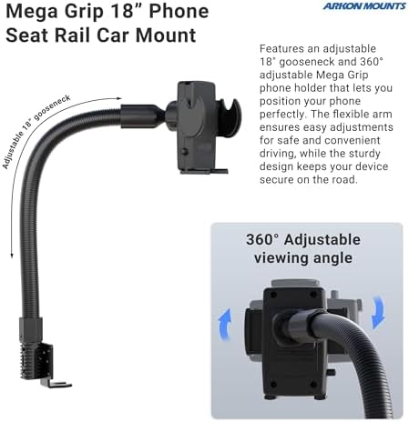 Universal Fit Arkon Mount for Cars and Trucks | Flexible Gooseneck Phone Holder for Seamless Navigation | Tool-Free Installation | Ideal for i Phone, Galaxy, Note and More | Ultimate Safety Accessory for Drivers | Compact & Sturdy Design for Enhanced Visibility and Convenience