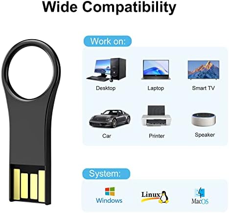 Aiibe 64 GB Flash Drive 5 Pack – Premium Metal USB 2.0 Memory Sticks, Waterproof & Portable Keychain Design for Effortless File Sharing and Secure Data Storage – Ideal for Home and Office Use