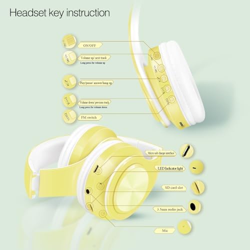 Lightweight Pink RAT TAIL V5.0 Bluetooth Over-Ear Headphones – Foldable Design with Micro SD/TF Card & FM Radio for Ultimate Audio Experience – Perfect Wireless & Wired Headset for Music Lovers on the Move