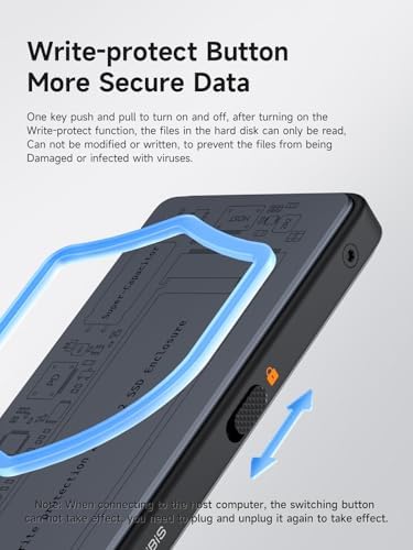 Hagibis M.2 NVMe SSD Enclosure – Ultra-Fast USB-C 3.2 Gen2 Adapter with Write Protection, 100 W PD Support for i Phone 16/15 Pro Max & Mac Book Pro – Sleek, Portable Design for Secure Data Transfers and Enhanced Storage Solutions