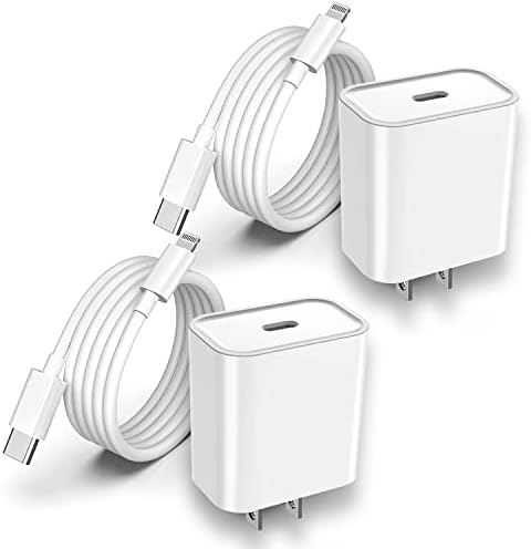 Power Up Fast: 20 W USB Type C Wall Charger with 5 FT MFi Certified Cable – 2-Pack for Ultimate Compatibility with i Phone 14/13/12/11 Series, i Pad Pro/Mini/Air, & Air Pods – Unmatched Speed and Reliability for Home & Travel