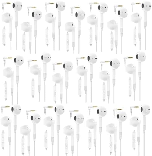 LUDOS FEROX Premium Wired Earbuds – 5-Pack Noise-Isolating In-Ear Headphones with Microphone for i Phone & Samsung – Superior Comfort and Acoustic Clarity for Professionals & Students – 3.5 mm Jack Compatibility – Perfect for Work, Study, and Leisure – 5-Year Warranty for Total Peace of Mind