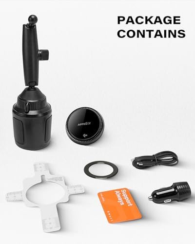 Tri-Pivot Magnetic Wireless Cup Holder Charger for i Phone 12-16 Series – Fast Charging with Cooling Fan, Adjustable Car Mount for Secure Device Support – Includes Car Adapter for Seamless Compatibility