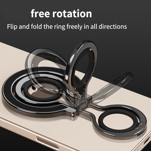 Mag Safe Universal Phone Grip & Kickstand for i Phone 12-16 Pro Max – Versatile Double-Sided Magnetic Holder for Secure Handling & Hands-Free Viewing in Gym, Kitchen & Beyond – Sleek Black Silicone Design for Stylish Convenience and Optimal Performance