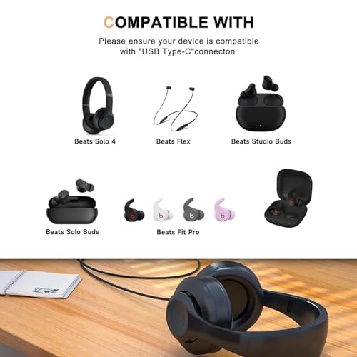 18W USB Type C Charger for Beats Powerbeats Pro 2 Earbuds Beats Solo 4, Beats Studio Buds Pro/Plus, Beats Flex Pro/Pill 2024, Beats Studio Pro/Pill x Kim Kardashian Headphones Case Charging Cable Cord – Enhanced Compatibility and Speed