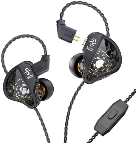 CCZ BC01 Pro Hybrid In-Ear Monitors – Premium Dual-Driver Audio for Gamers and Musicians – Noise-Canceling Earbuds with Ergonomic Eartips & Detachable Cable – Sleek Black Design for Crystal Clear Sound and Extended Comfort – Ideal for Studio Sessions and Gaming Marathons