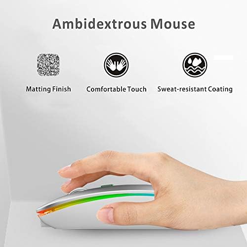 Uiosmuph G12 Slim Rechargeable LED Wireless Silent Mouse – Ultra-Portable USB Optical Computer Accessory with Type C Adapter for Seamless Compatibility and Noise-Free Operation in Blackish Green