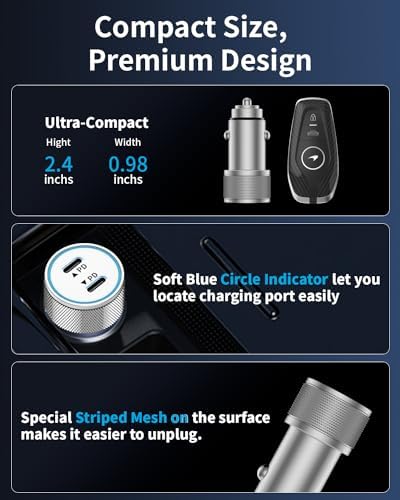 Power Up Your Journey: i Phone 15 24 W Dual-Port Fast USB Car Charger with 2-Pack 3 FT USB-C Cables – Ultimate Compatibility for i Phone 16/15, i Pad Pro/Air/Mini, Galaxy, and Pixel Devices – Compact, Efficient, and Built for Speed