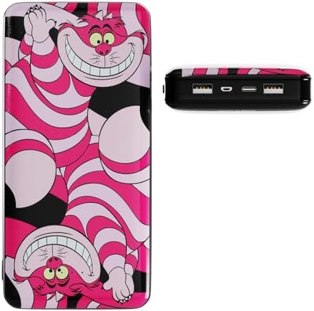 Disney Alice in Wonderland 10,000 m Ah Portable Charger – Slim and Lightweight Universal Power Bank for Smartphones, Headphones, and Smartwatches – Perfect Travel Companion and Unique Gift for Disney Enthusiasts – Officially Licensed Merchandise with LED Battery Indicators