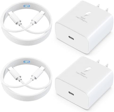 Maximize Charging Efficiency with the 2025 45 W Super Fast USB C PD3.0 Charger & 10 FT Type C Cable Bundle – Ultimate Power Solution for i Phone 16 Series and Galaxy S24, Perfect for On-the-Go Users Seeking Speed and Convenience