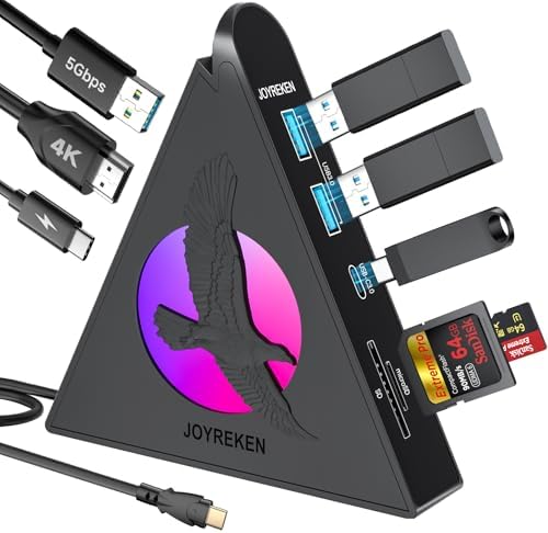 Transform Your Workspace with the Versatile Vertical USB-C Multi-Port Hub – 8-in-1 Adapter Featuring 4 K HDMI, Lightning-Fast 5 Gbps USB-A Ports, 100 W Power Delivery, and SD/TF Card Reader – Ideal for Mac Book Pro, Mac Mini, i Mac, and HP Laptops – Sleek RGB Design Elevates Modern Work Environments