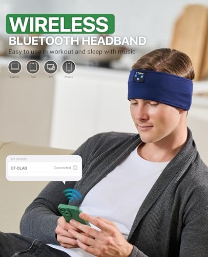 Fulext Bluetooth Sleep Headphones Headband – Ultimate Comfort for Side Sleepers, Thin HD Stereo Sound Quality – Ideal for Insomnia Relief and Travel Convenience – Perfect Gift for Men and Women – Enhanced Compatibility, Long-Lasting Battery Life for All Night Relaxation