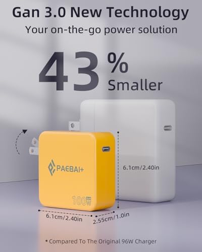 Ultimate PAEBAI+ 100 W USB-C Ga N Fast Charger: Compact, Foldable Wall Adapter for Mac Book Pro, i Phone 15/16, and Diverse USB-C Devices – 6.6 ft Durable Type-C Cable for Rapid Charging – Unmatched Versatility and Safety Features for Efficient On-the-Go Power Solutions