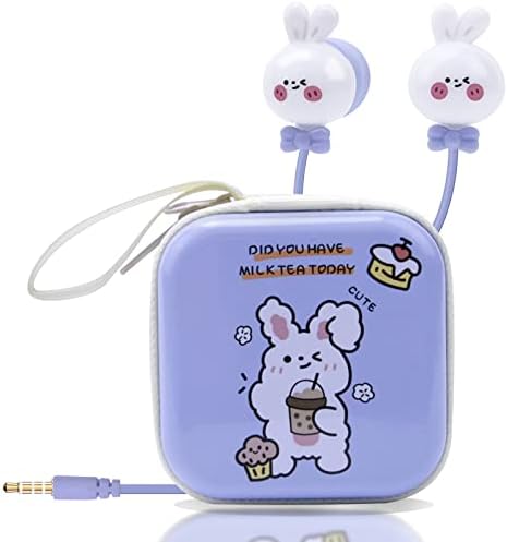 Whimsical Kids Rabbit Earbuds with Microphone – Premium In-Ear Headphones for Learning, Play & Adventure – Includes Colorful Storage Case for Effortless Organization – Ideal Gift for Young Music Lovers